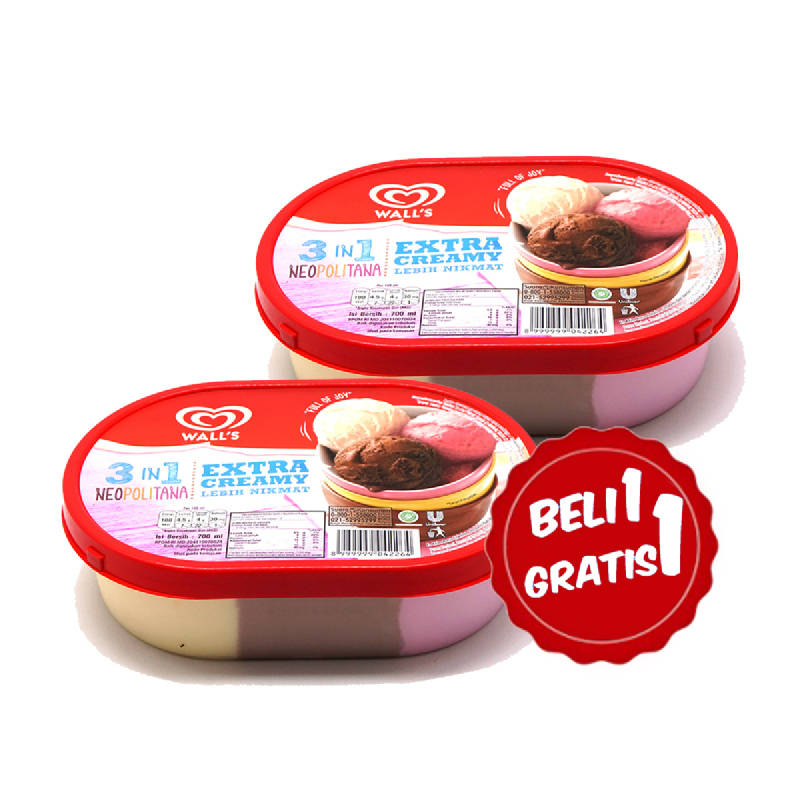 Walls Extra Creamy 3In1 Neopolitana 700 Ml Buy 1 Get 1 IStyle