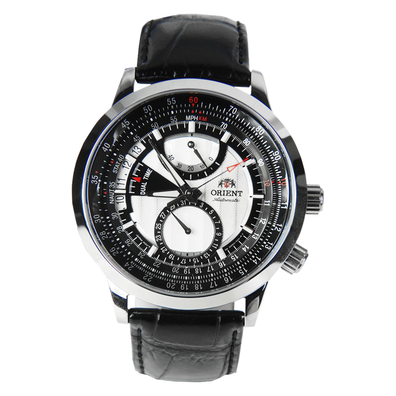 Jam Tangan Pria Orient Fdh W Automatic Dual Time Black White Dial