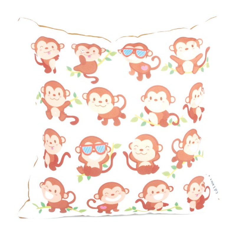 Playful Monkey Cushion - Coklat & Putih
