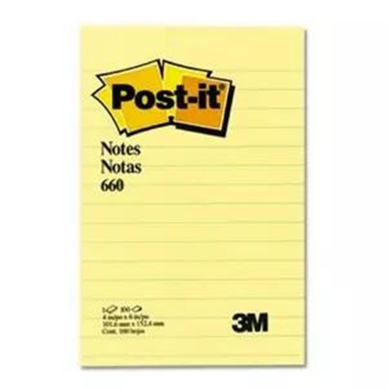 Post-It 660  Post It Yellow Notes Line 4 X 6 72 PD CV