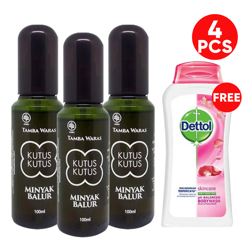 Minyak Kutus kutus (3pcs) free Sabun Mandi Cair Dettol - Skin Care (100 mL)