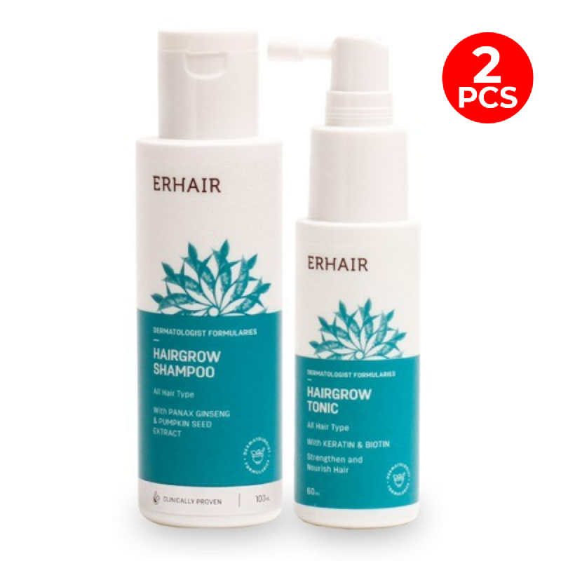 ERHA Bundle Erhair Hairgrow Shampoo 100ml & Erhair Hair Loss Tonic 60ml - Perawatan rambut rontok