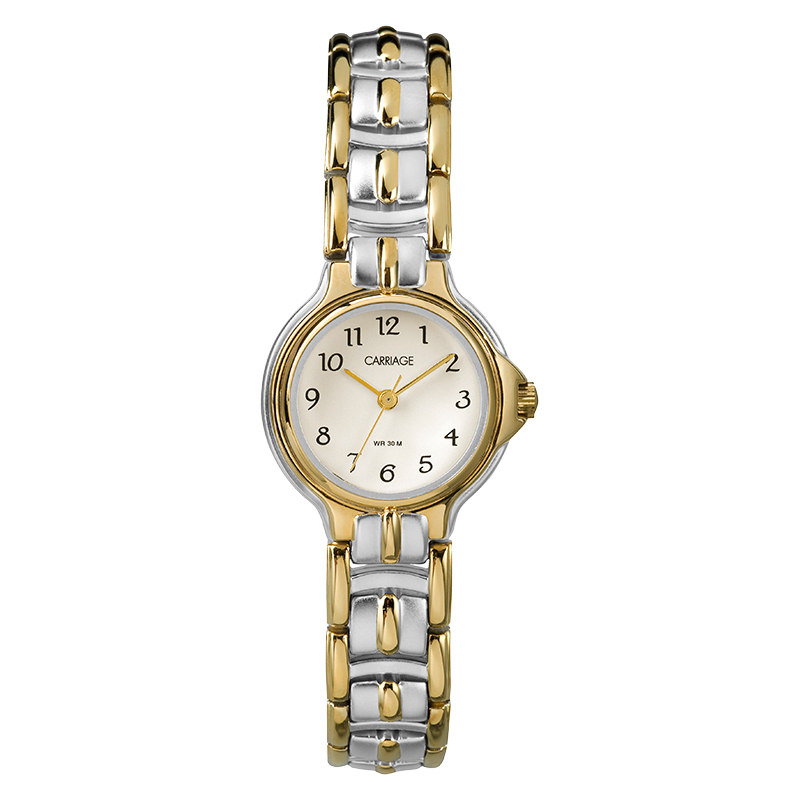 Timex C3C353 Carriage Ladies White Dial Dual Tone Stainless Steel Strap