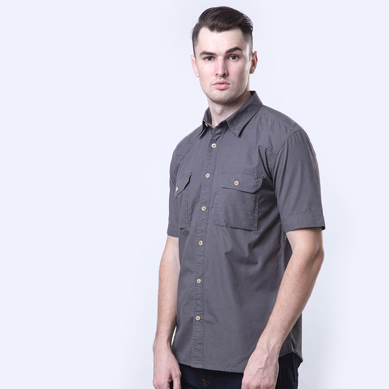 Foke S/S Grey Cotton Short Sleeve Shirt