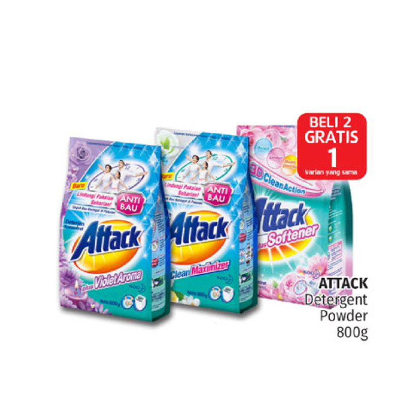 Attack Detergent Violet 800G (Buy 2 Get 1)
