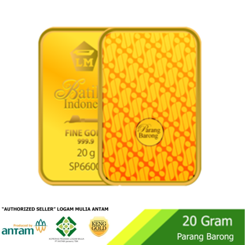 ANTAM Emas 20 Gram Batik Parang Barong Sertifikat ANTAM