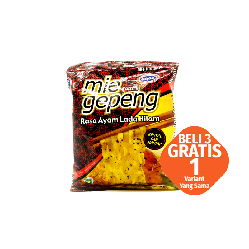 Gaga Mie Gepeng Ayam Lada Hitam 75G (Buy 3 Get 1) iStyle