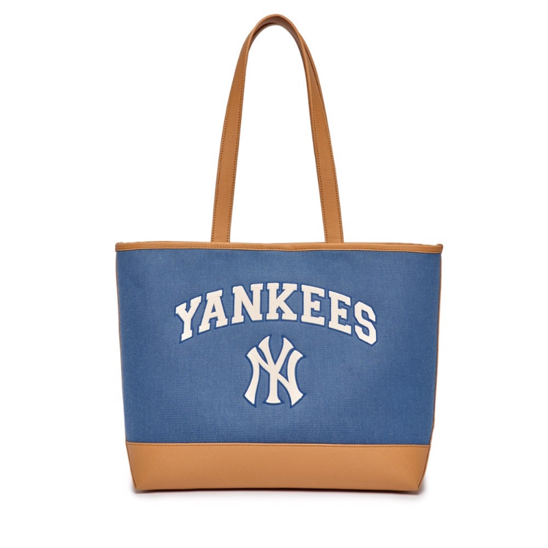 MLB Varsity Basic Canvas Large Shopper Bag NY Yankees Indigo -RE