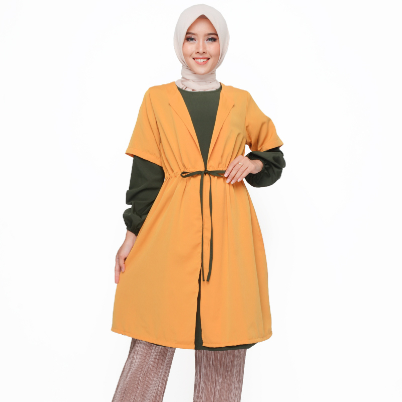 Jfashion tunik Tunik double layer muslim wanita kombinasi warna Rosalie