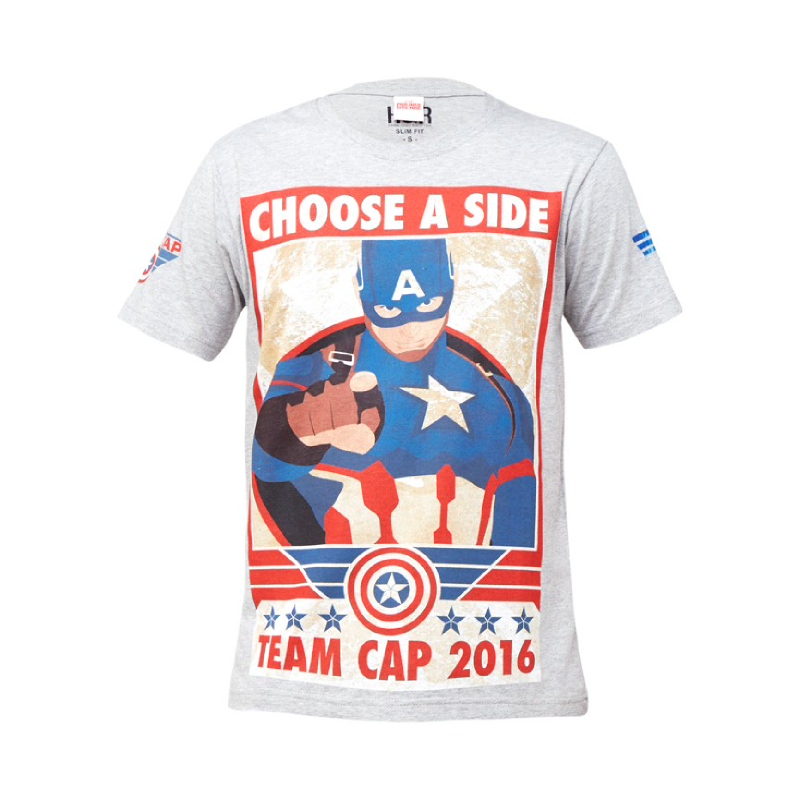 Captain America Civil War Team Cap 2016 T-Shirt Grey