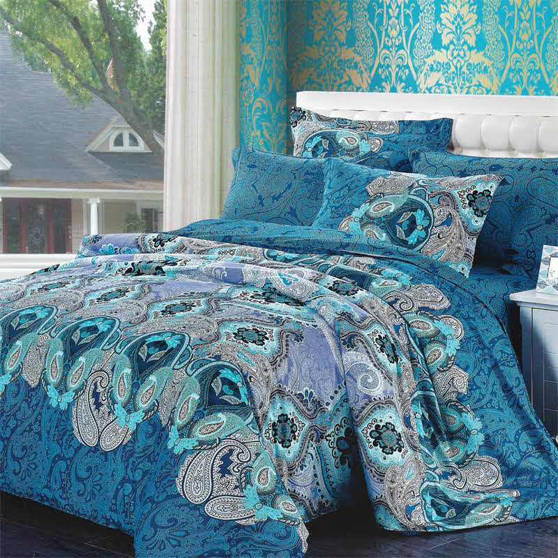 Sleep Buddy Set Sprei dan bed cover Classic Blue Cotton Sateen 180x200x30
