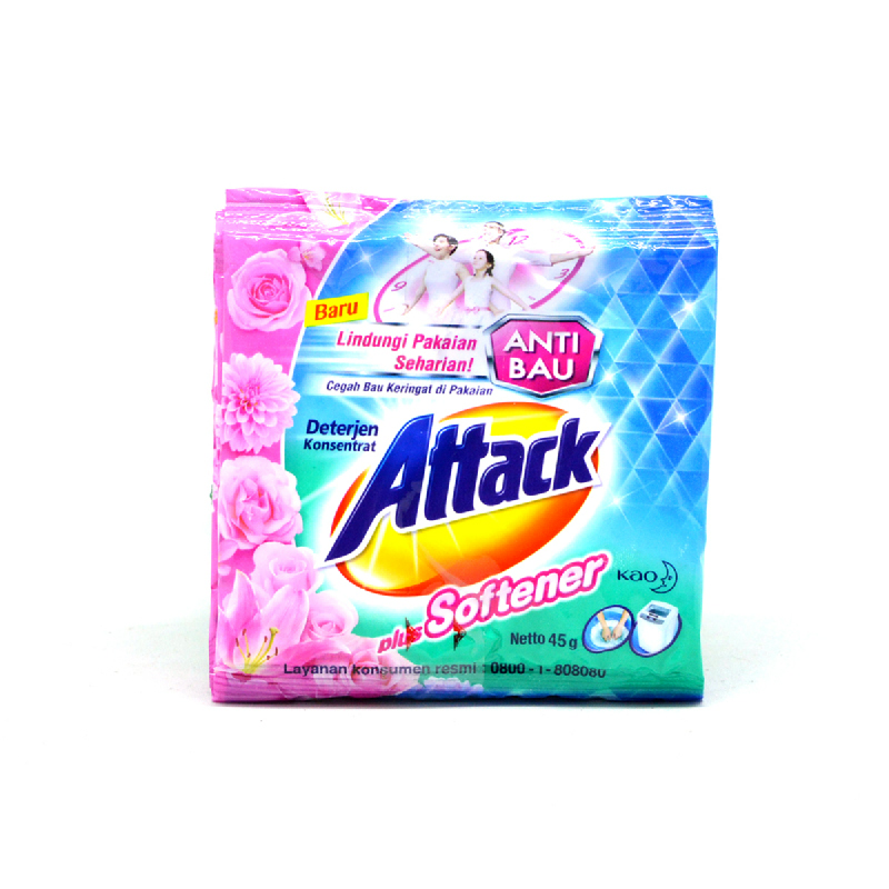 Attack Detergent Plus Softener Sachet 6x45gr
