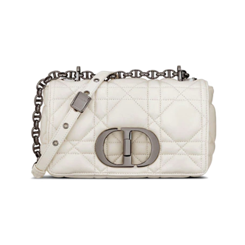 Christian Dior Small D Caro Bag Latte Quilted Macrocannage Calfskin Shw