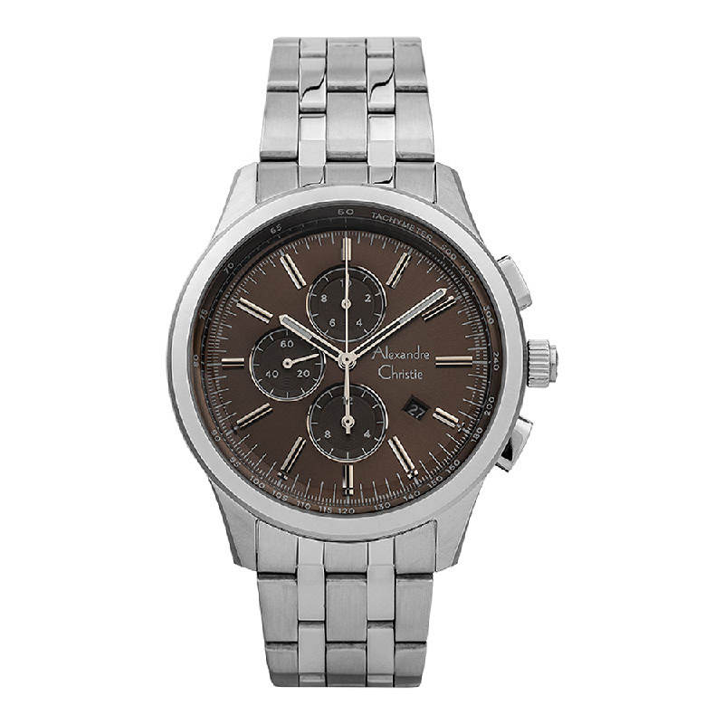 Alexandre Christie AC 6557 MC BSSBO Chronograph Men Brown Dial Stainless Steel Strap