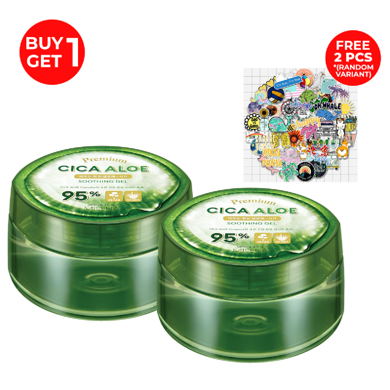 Missha Buy 1 Get 1 Missha Premium Cica Aloe Soothing Gel + Free Sticker 2 Pcs