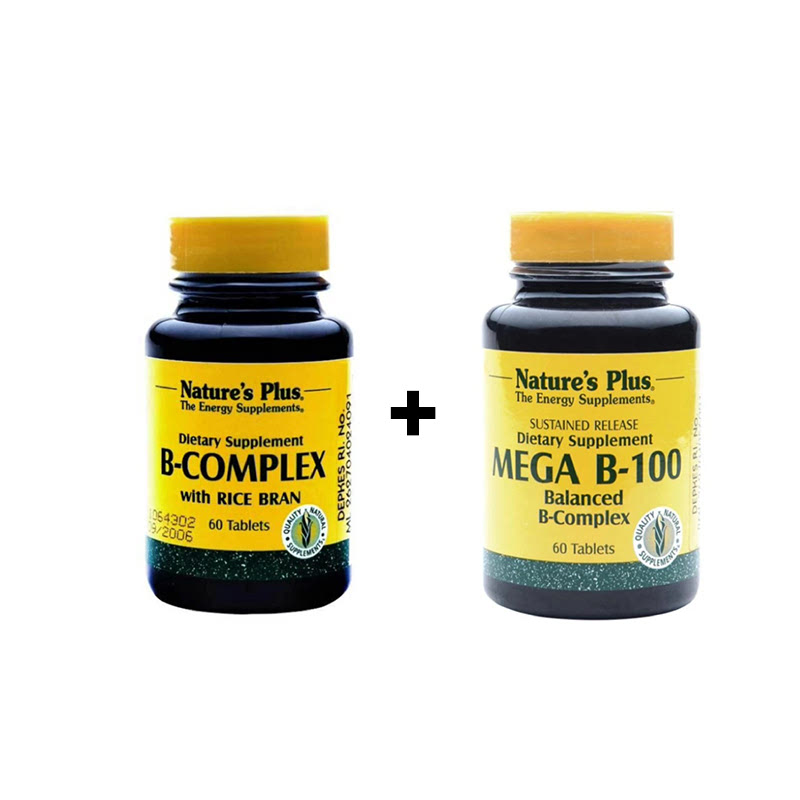 Natures Plus B-Complex - 60 Tablets + Mega B-100 - 60 Tablets | IStyle