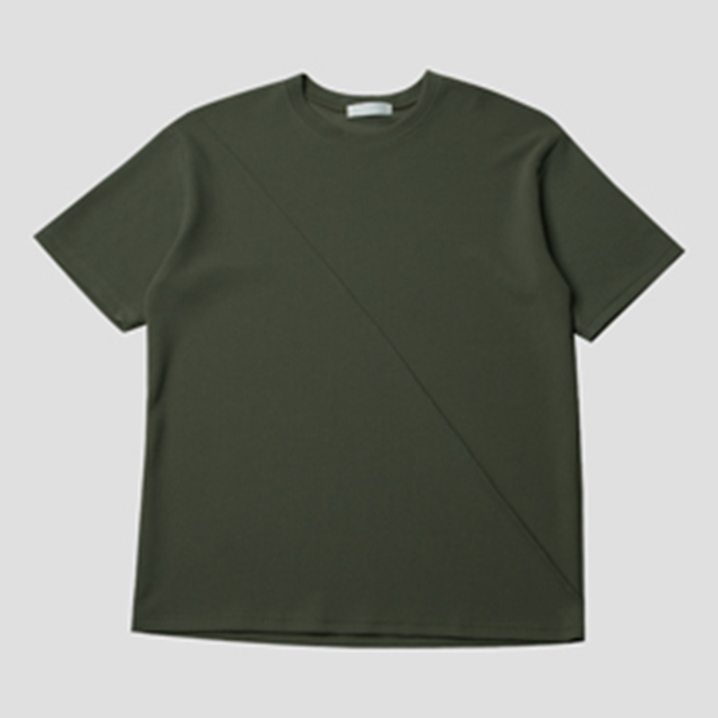 [BL2172]Embo Pintuck Round Short Sleeve T-shirt - Khaki