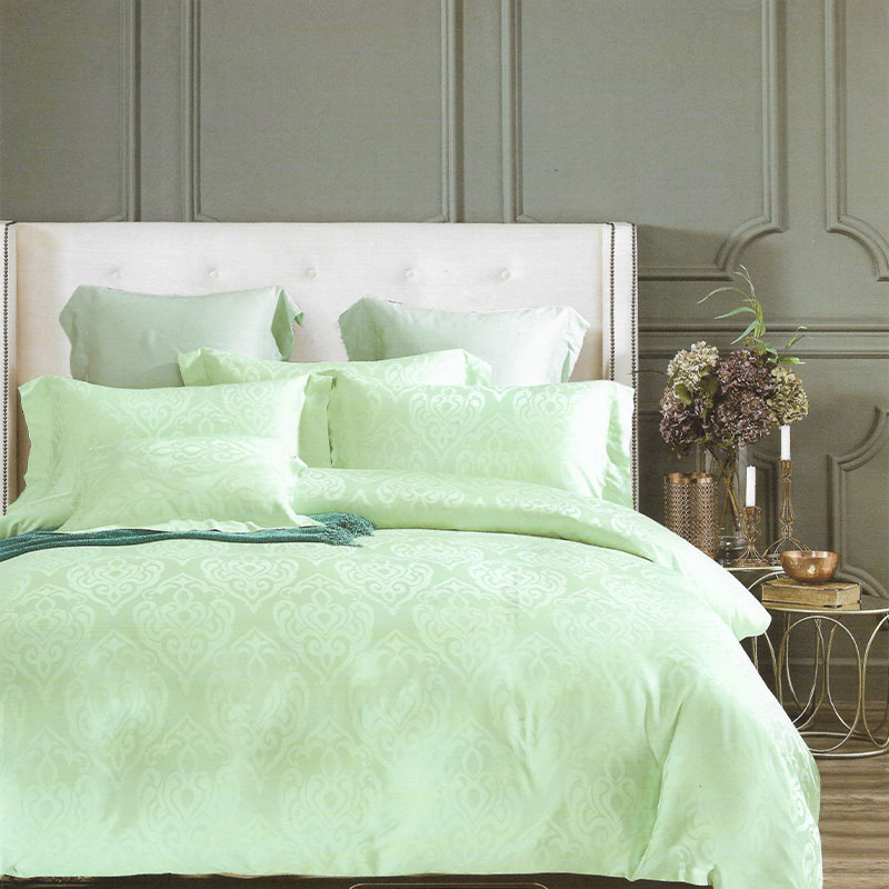 Set Sprei Dan Bed Cover Light Green Damask Jacquard Tencel 120x200x40 Ilotte