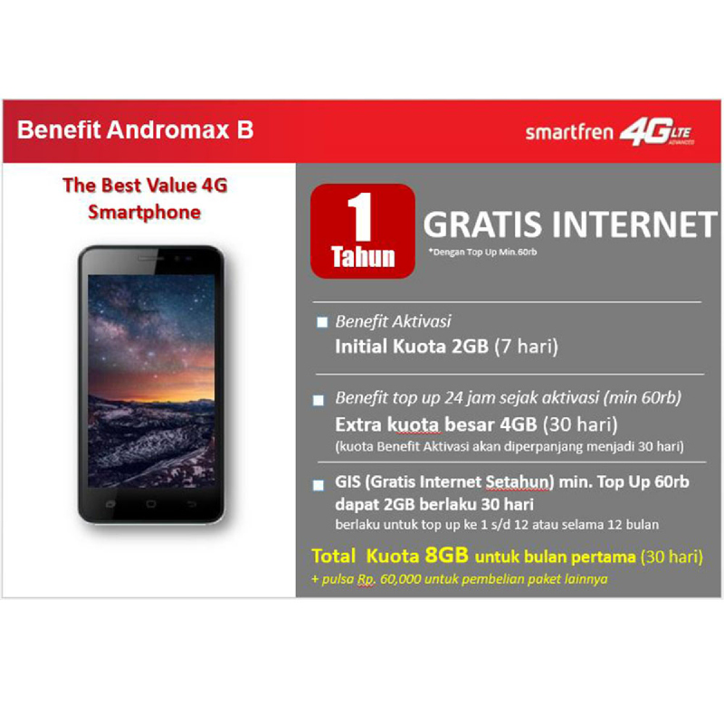 Andromax B Smartphone - Hitam [8 GB, 1 GB]