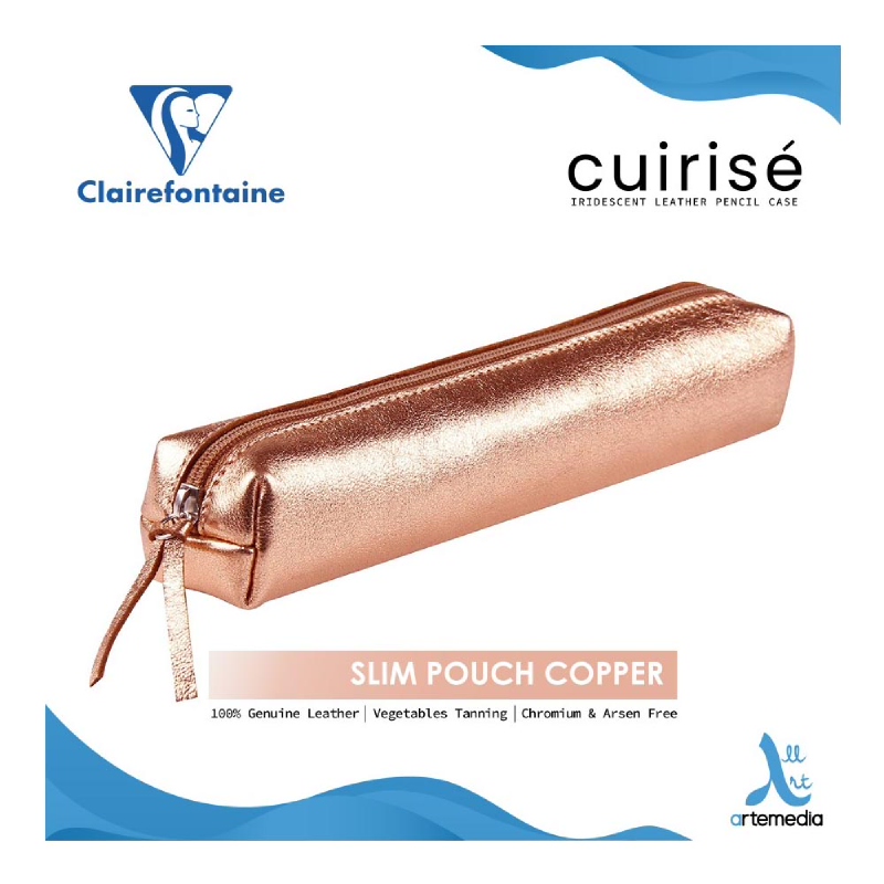 Artemedia Tempat Pensil Clairefontaine Cuirise Slim Pouch Iridescent Leather Pencil Case COPPER