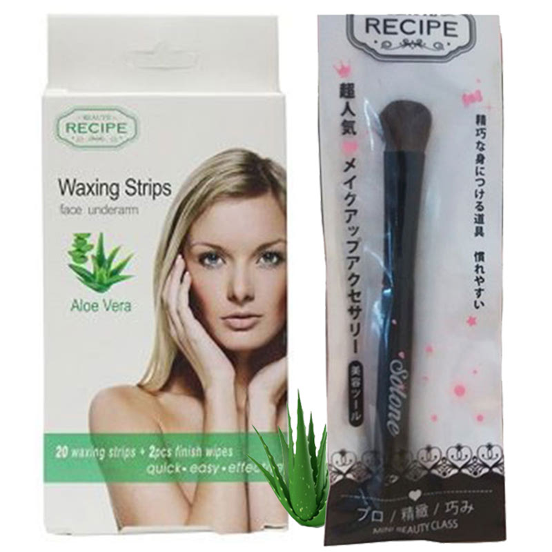 Beaute Recipe Big Brush + Beaute Recipe Face Underarm Waxing Strips Aloe Vera