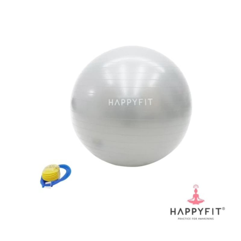 HAPPYFIT Anti Burst Gym Ball - Hand Pump 75cm - Grey