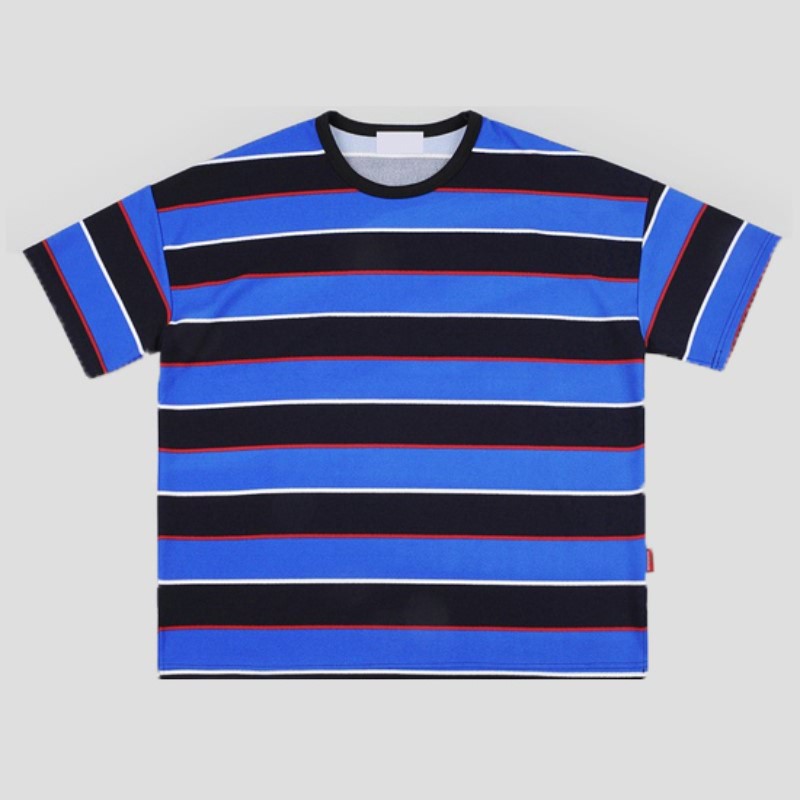 Multi Stripe Over-fit Short Sleeve - BLUE