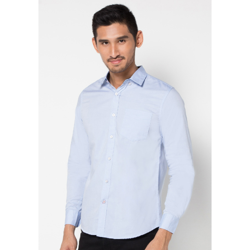 Blue Cotton Long Sleeves Shirt