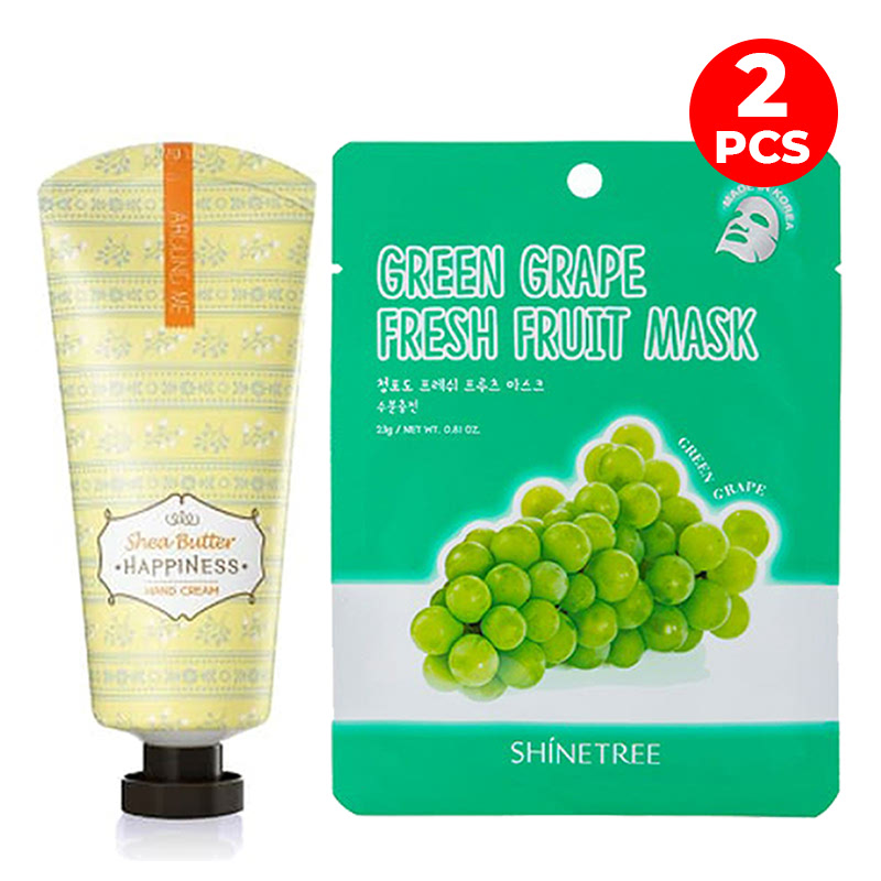Around Me Happiness Hand Cream Shea Butter 60 Gr + Shinetree Green Grape Fruit Mask 1 pc