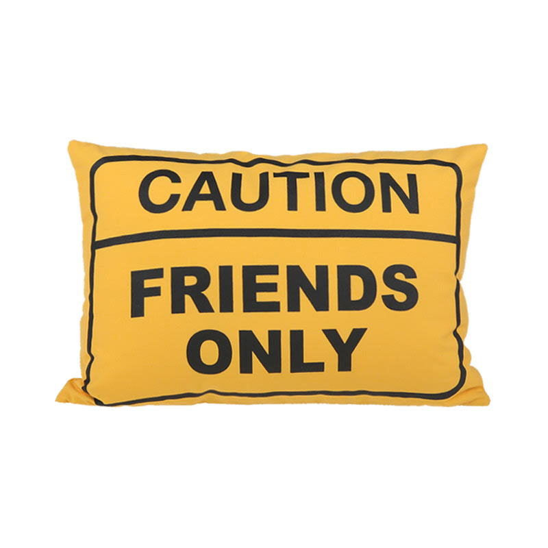 Toimoi Pillow Caution Friends Only Yellow
