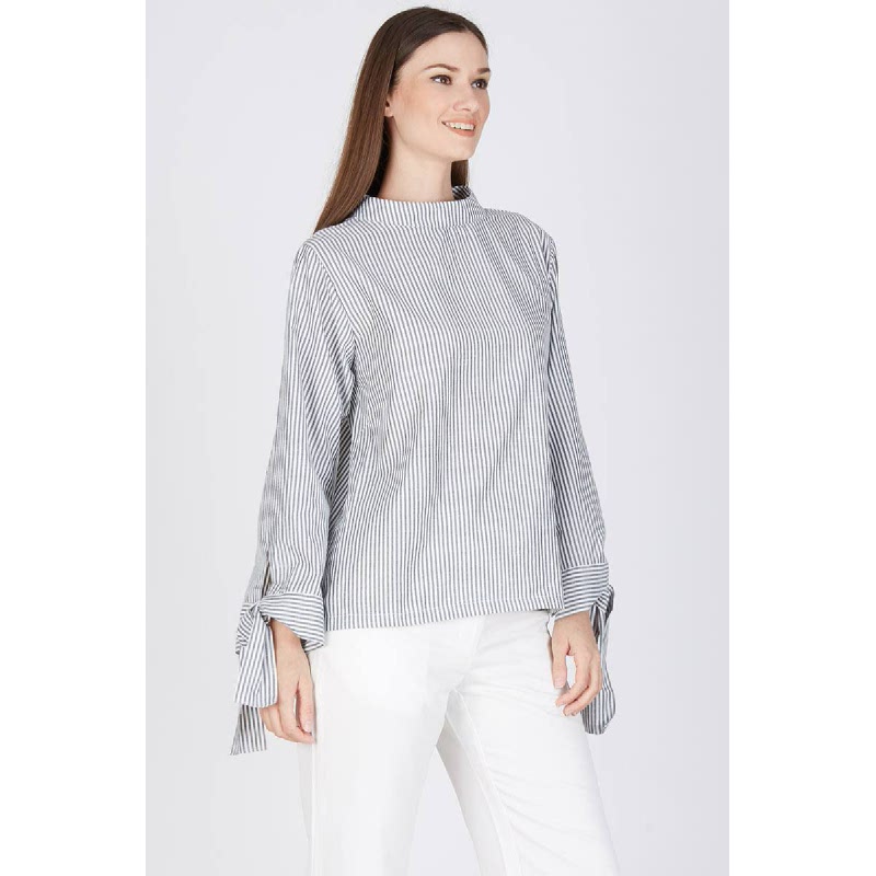 Sofi Striped Blouse Black