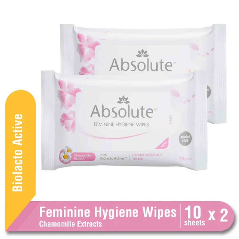 Absolute Twin Pack Absolute Feminine Wipes Chamomile 10sheets