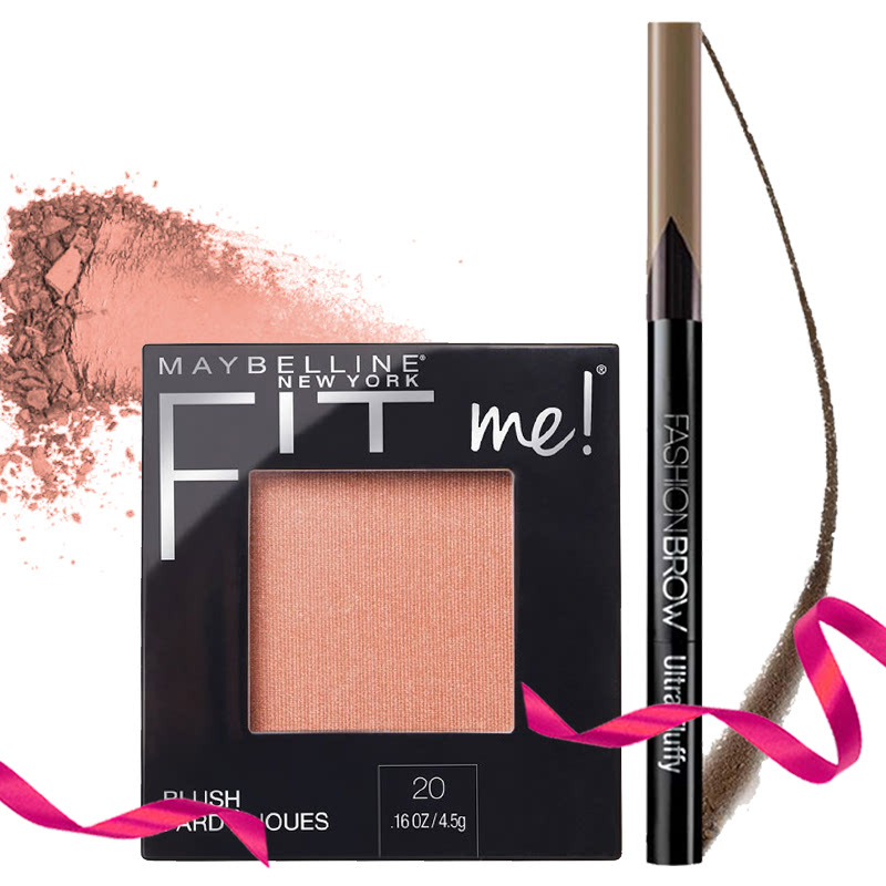 Maybelline Blush On Fit Me - Mauve + Maybelline Eyebrow Fashion Brow Ultrafluffy Brow Pen - Brown