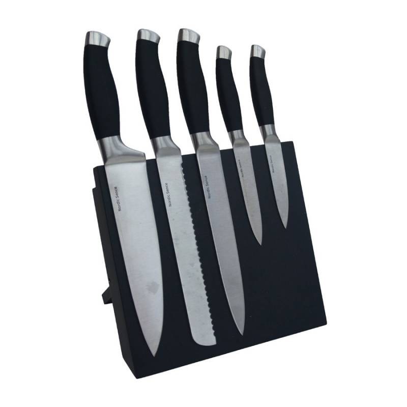 JYSK Cutting Set 5 Knives Blk Coating+Block