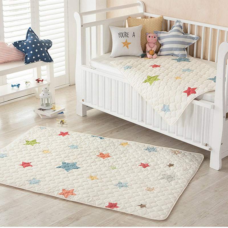 All-Cotton Quilt Waterproof Pad (big size) - Line Star Ivory