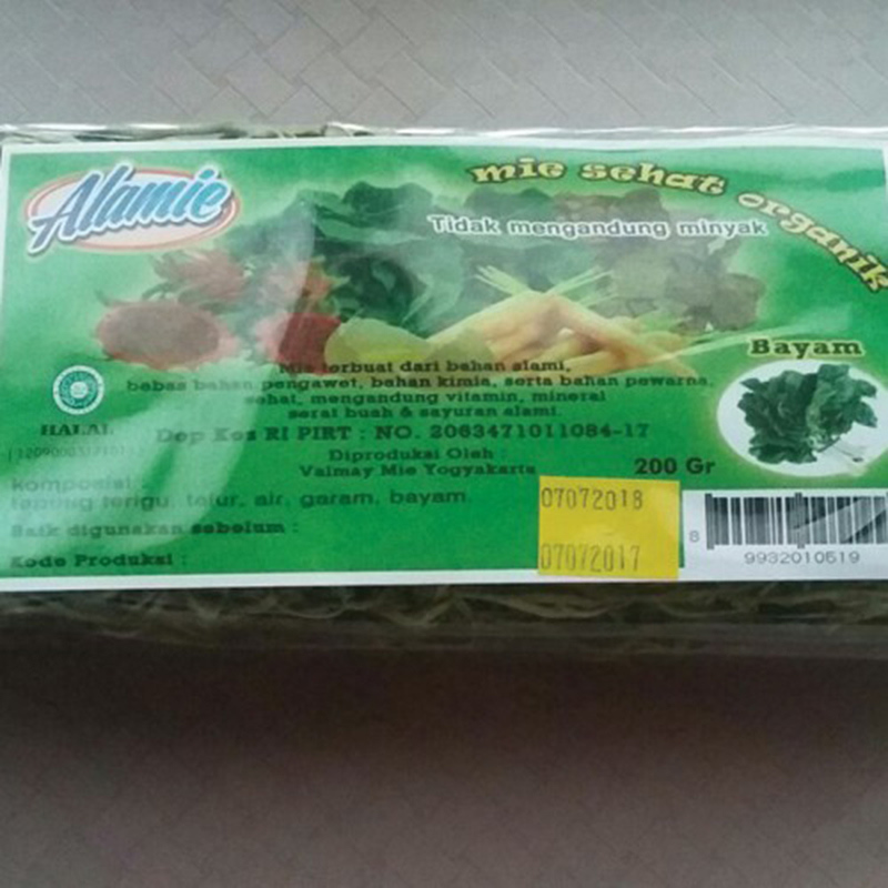Alamie - Mie Non Bumbu Bayam Hijau (10 Pack)