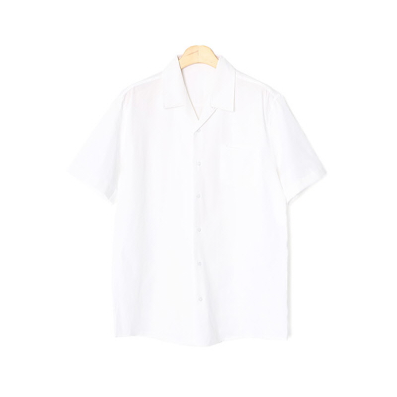 Open Collar Short Sleeve Shirt White