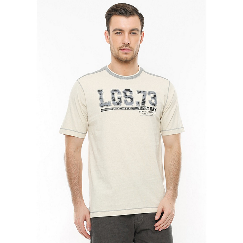 LGS Regular Fit Kaos Casual Gambar Sablon LGS.73 Cream | iStyle