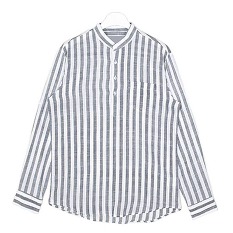 Pure Stripe Linen Shirt - Charcoal