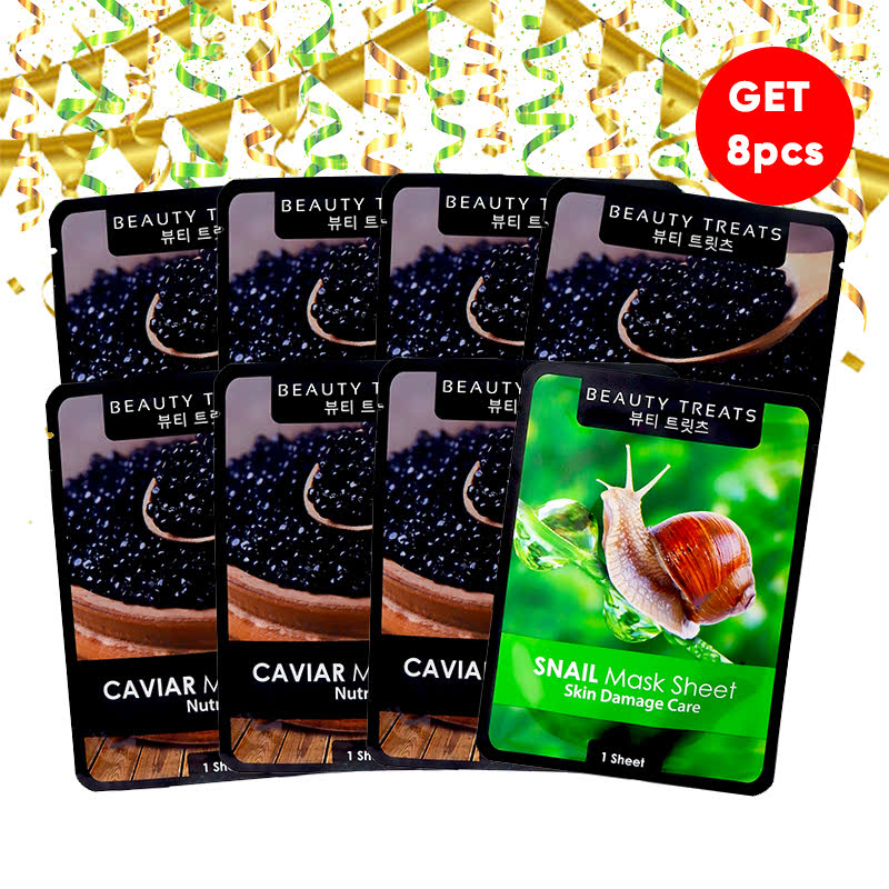 Beauty Treats Mask Sheet Caviar (6pcs) FREE Mask Sheet Caviar + Snail