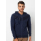 Navy V Leather Panel Hoodie