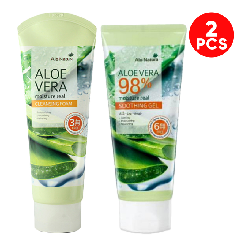 Alo Natura Aloe Vera Cleansing Foam 150 Ml + Aloe Vera 98% Soothing Gel 150 Ml