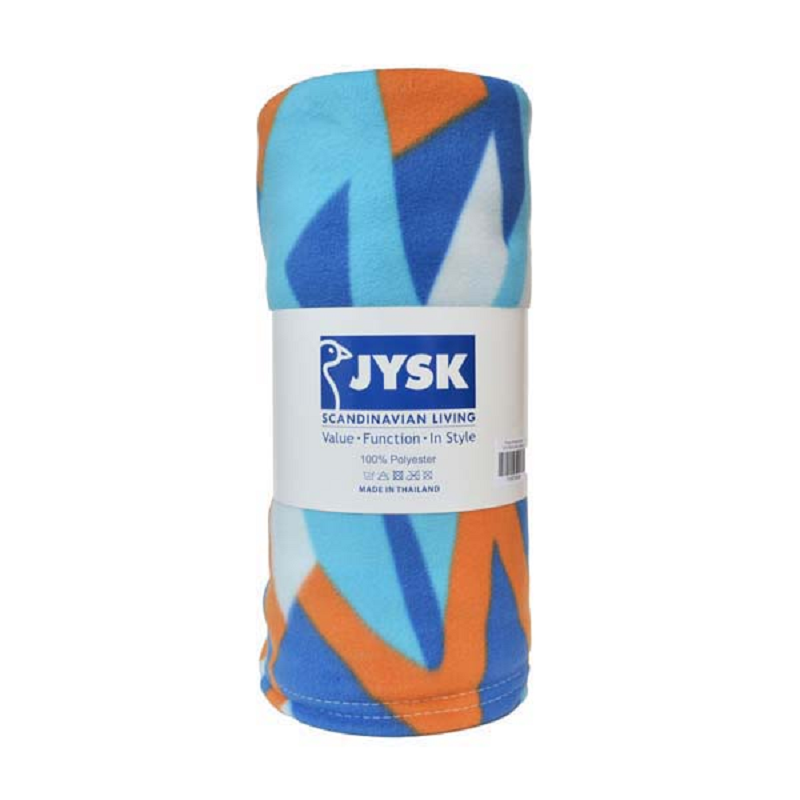 JYSK Throw Printed Fleece 190X127Cm Blue Graphic