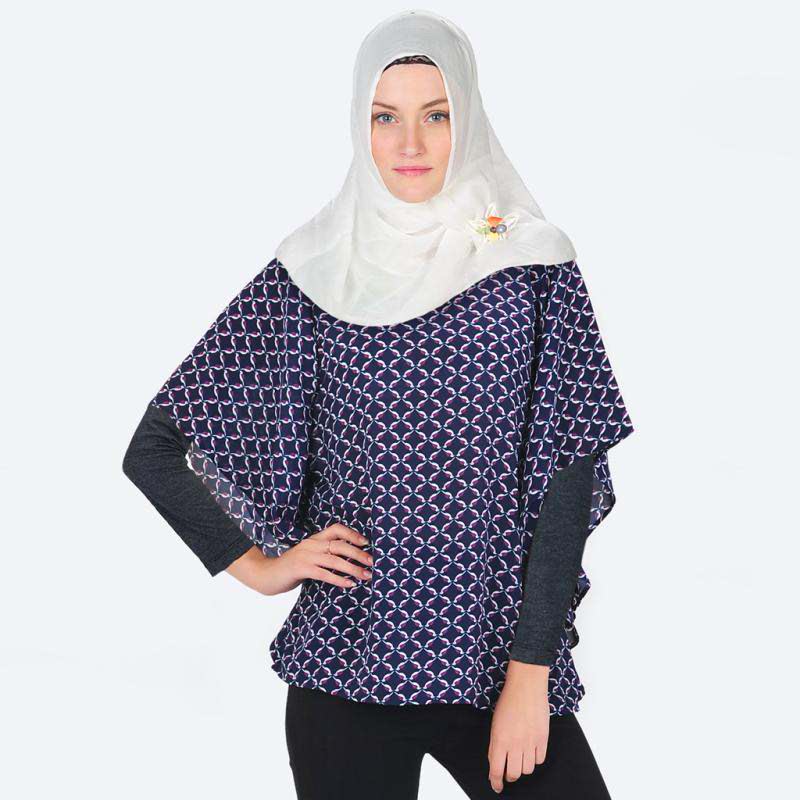 Benektra Print Womens Tunic Muslim - Navy