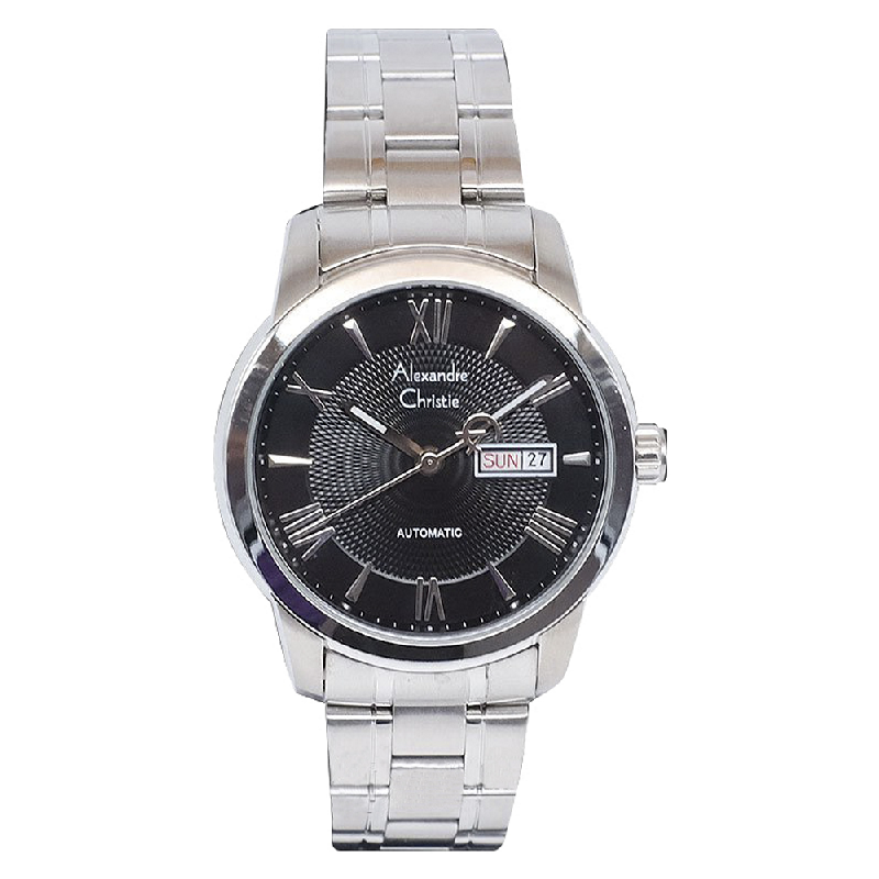 Alexandre Christie AC 3028 MABSSBA Jam Tangan Pria Automatic Stainless Steel Silver Black