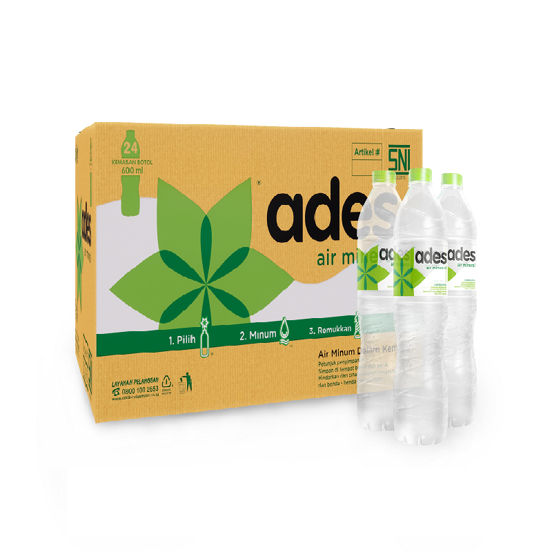 Ades Air Mineral 600 Ml (1 Karton Isi 24 Botol)