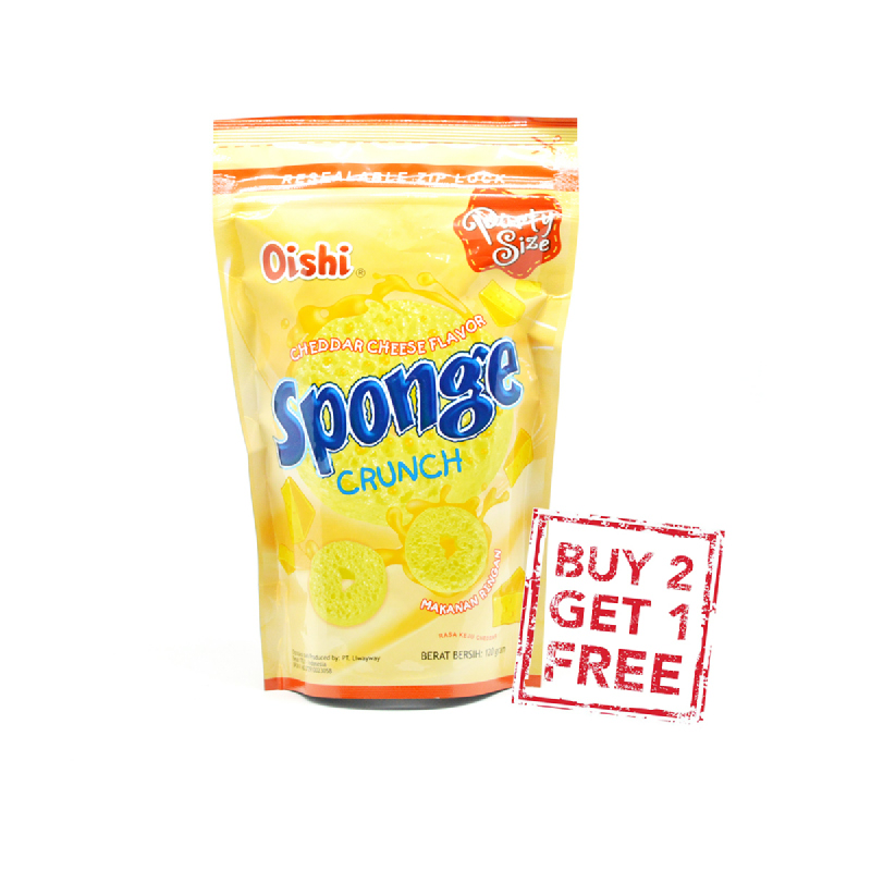 Oishi Sponge Crunch Keju 120G (Buy 2 Get 1)