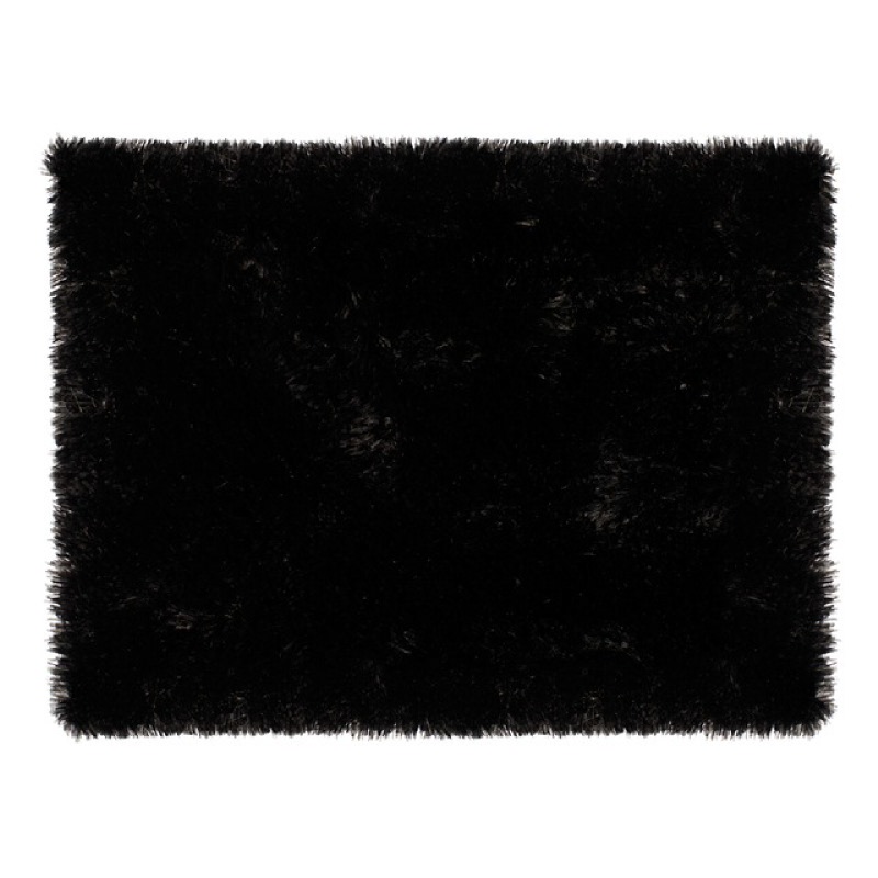 Square Black Fur Rug - Hitam