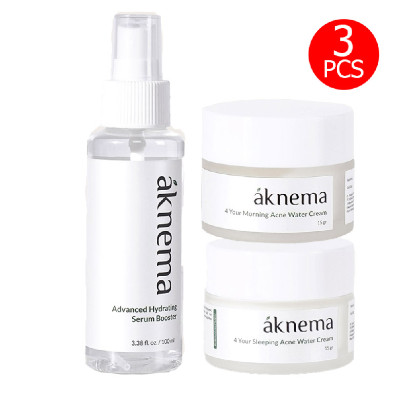Aknema Advanced Hydrating Serum Booster + 4 Your Morning + Sleeping Acne Water Cream