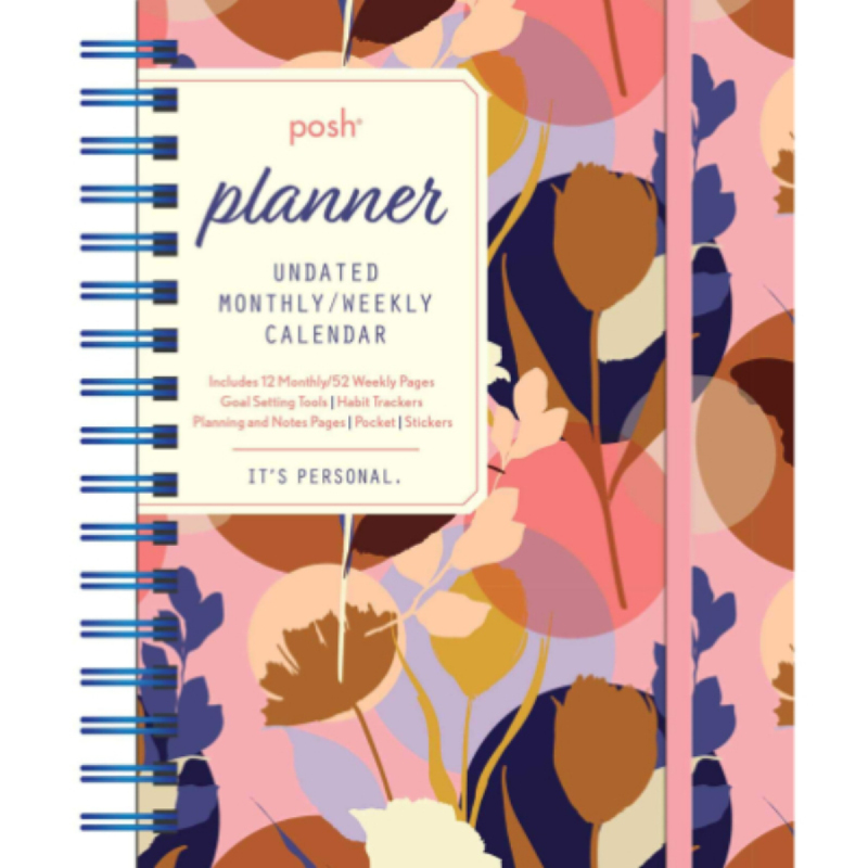 Posh - Planner Undated Monthly & Weekly Calendar (Pink Silhouette Floral)